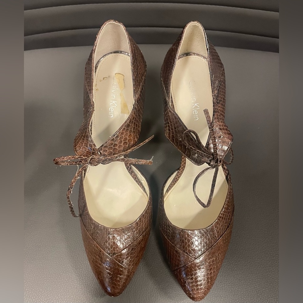 Calvin Klein Brown Snakeskin Heels